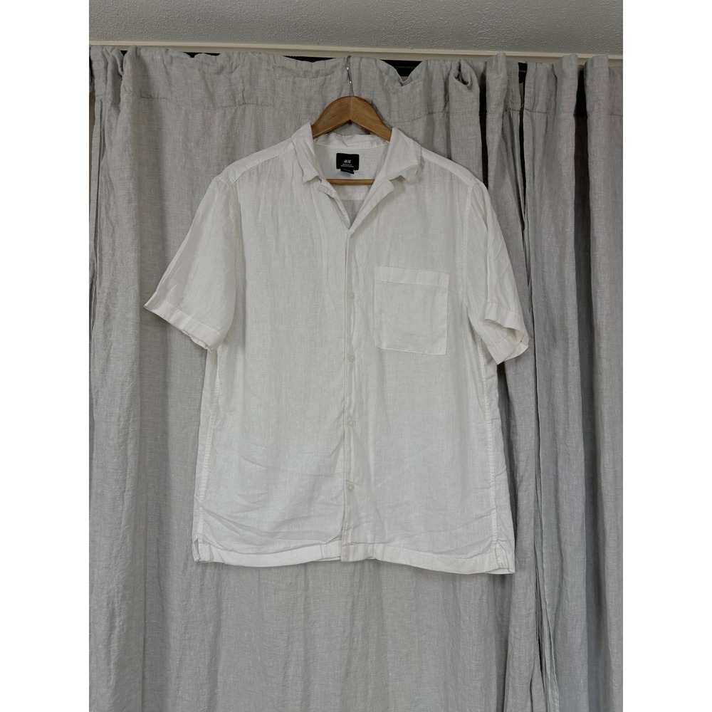 HM Linen Blend Short Sleeve Shirt and Old Navy Linen Blend Drawstring‎ Pants Set